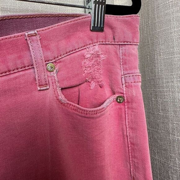 2/$30 Hudson Leigh Boyfriend Pink Button Fly Jeans Size 29 Distressed Mid Rise - Picture 11 of 16